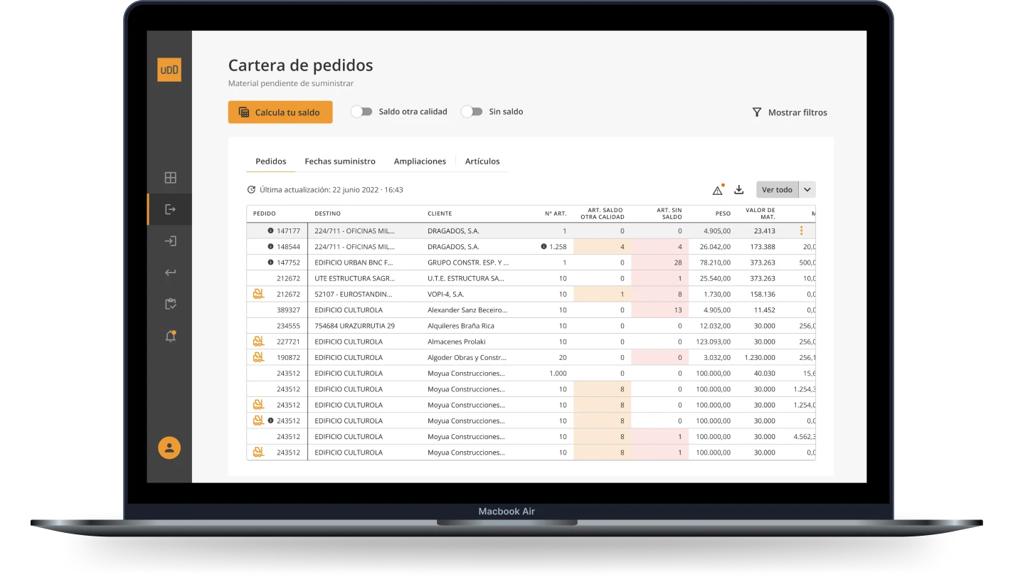 ULMA demand planning platform shown on a MacBook Air